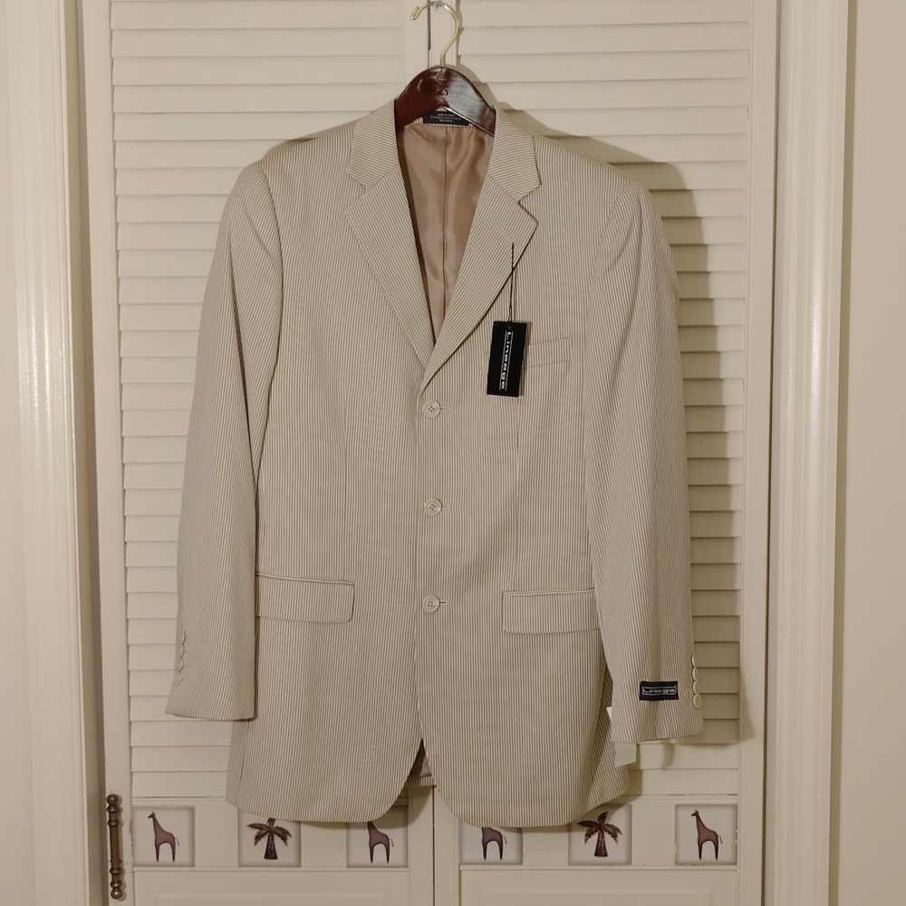 Lineage Men's Elegant Beige Striped Blazer